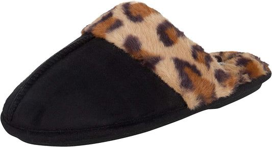 Women'S Comfy Faux Fur House Slipper Scuff Memory Foam Slip on Anti-Skid Sole