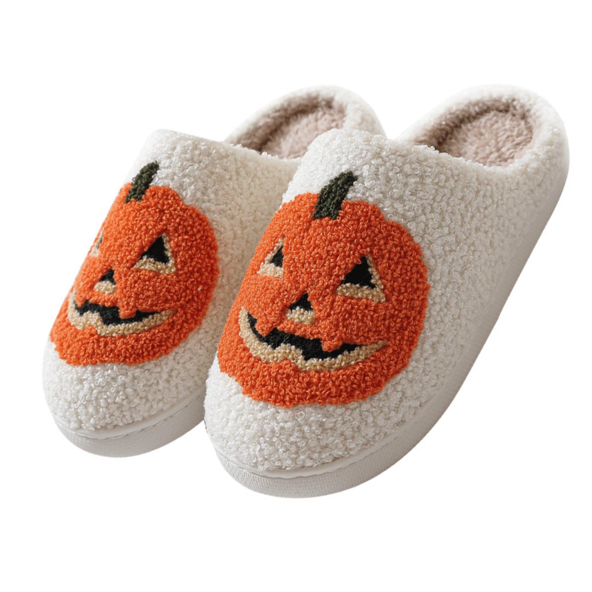 Cute Halloween Slippers for Women Perfect Soft Plush Comfy Warm Slip-On Halloween Pumpkin Slippers Fo Women Indoor Fluffy House Slippers for Women and Men Non-Slip Fuzzy Flat Slides