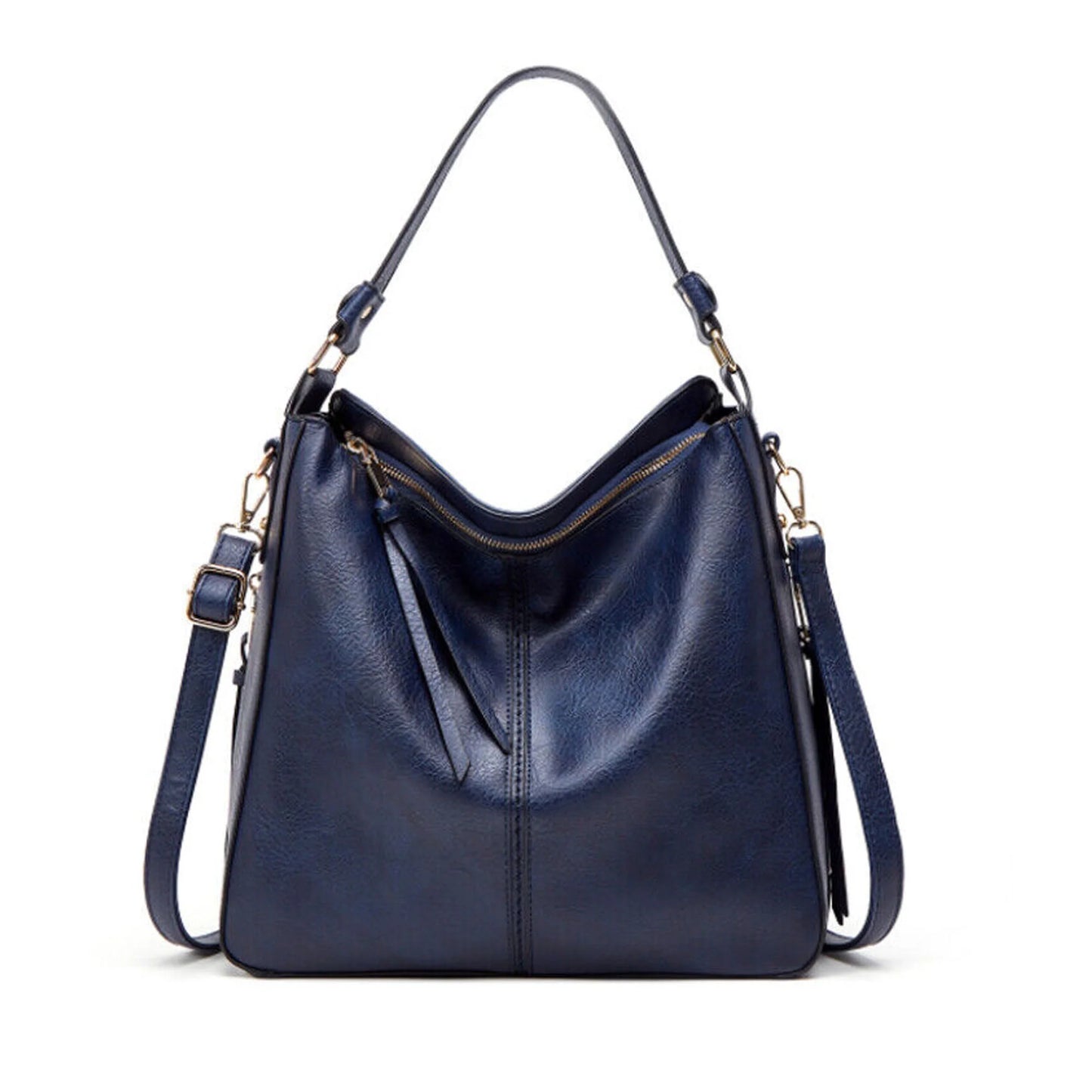 Handbags for Women Large Designer Ladies Hobo Bag Bucket Purse Faux Leather-Dark Blue