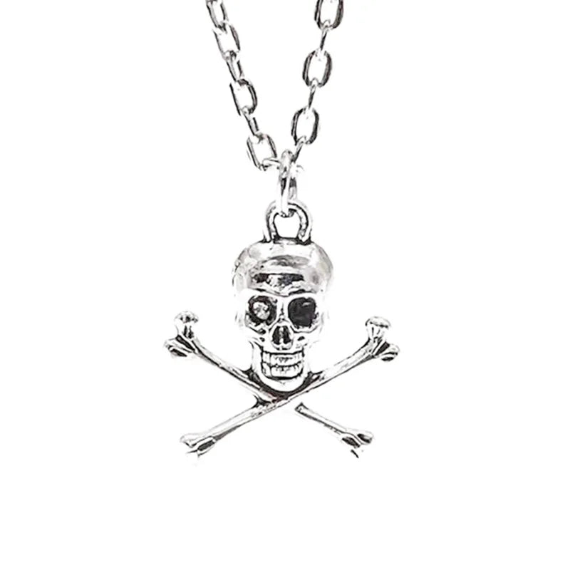 Skull Pendant Necklace for Women Men Vintage Chain Grunge Jewelry Goth Gothic Accessories Choker Y2K Aesthetic Fairy Star